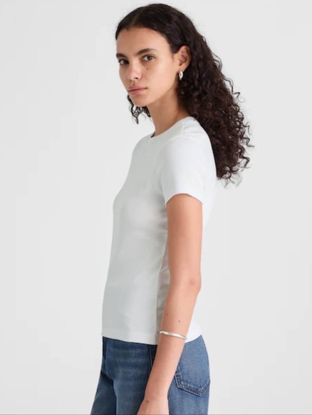 Nwt Madewell The 90s Tee in Compact Cotton white Size Small - Picture 2 of 8